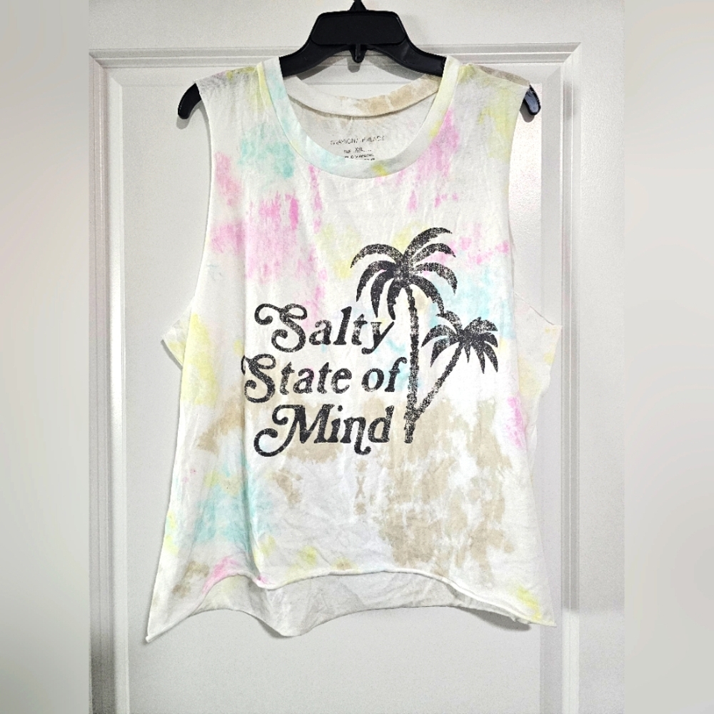 Pink and Green Graphic Muscle Tee